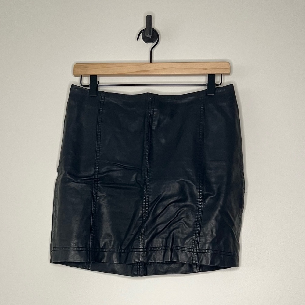 Free People Black Vegan Mini Skirt (6)
